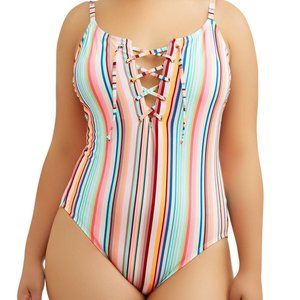 Striped Juniors Size 17 One Piece Swimsuit
